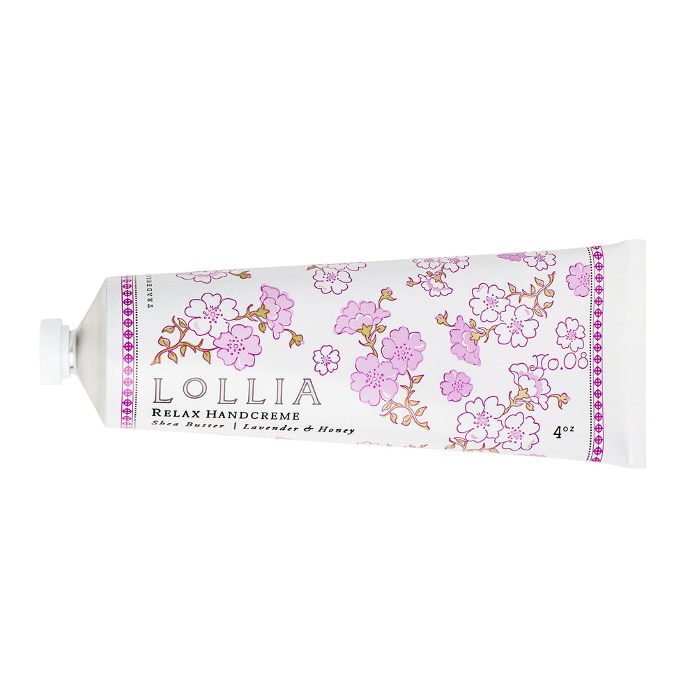 LOLLIA Relax Crème Mains – Bouteille élégante et hydratante pour les mains sèches.