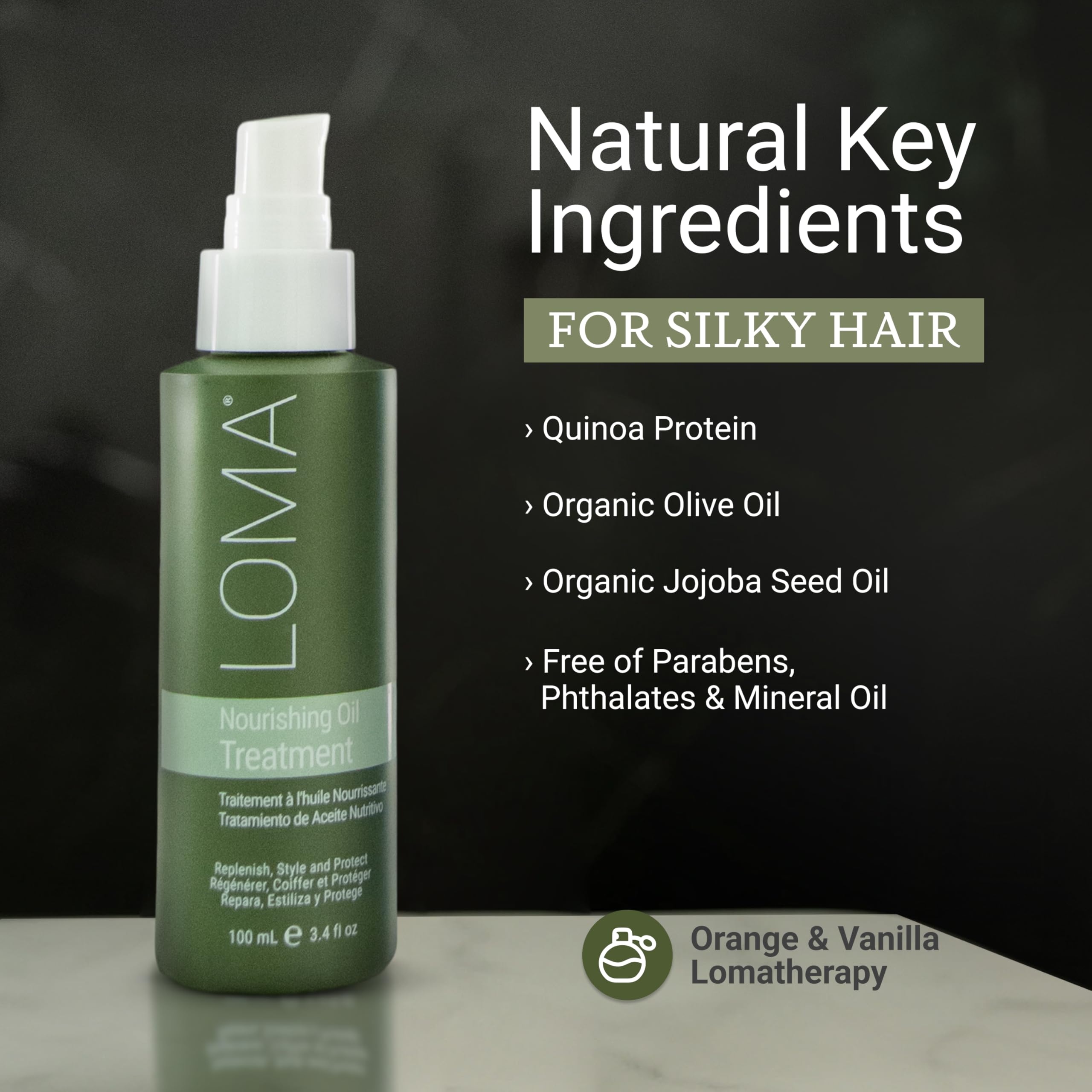 LOMA Soin nourrissant à l’huile – cheveux après douche démêlés et brillance naturelle.
