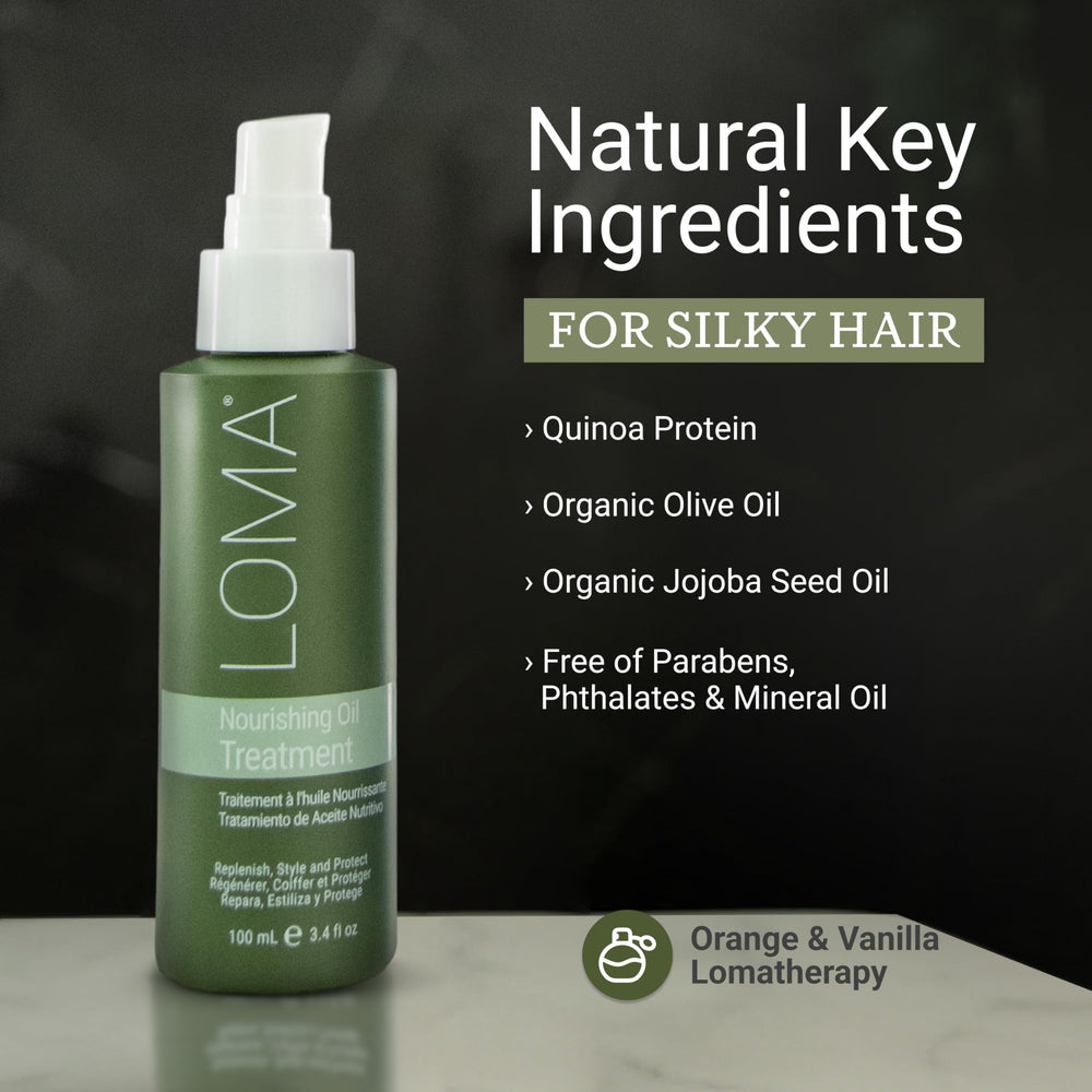 LOMA Soin nourrissant à l’huile – cheveux après douche démêlés et brillance naturelle.