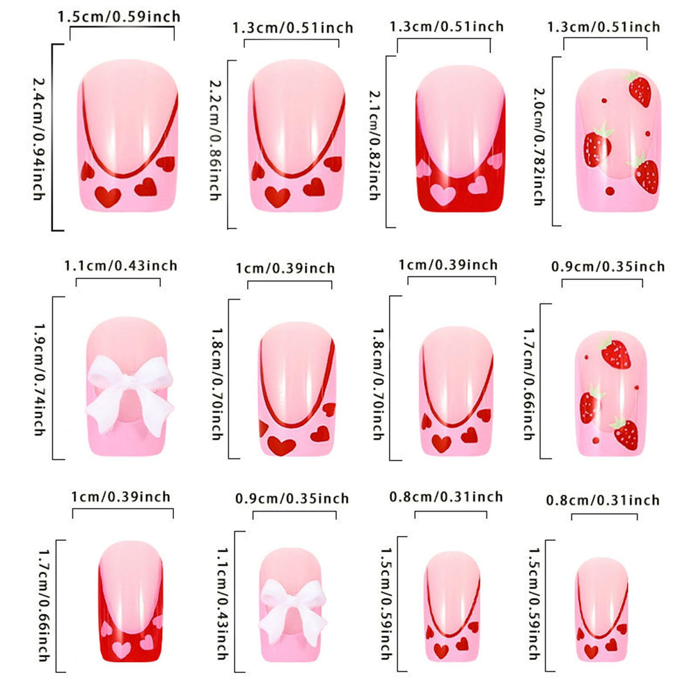 Ongles Lomxene Valentine cœur rouge nude, style romantique et élégant.