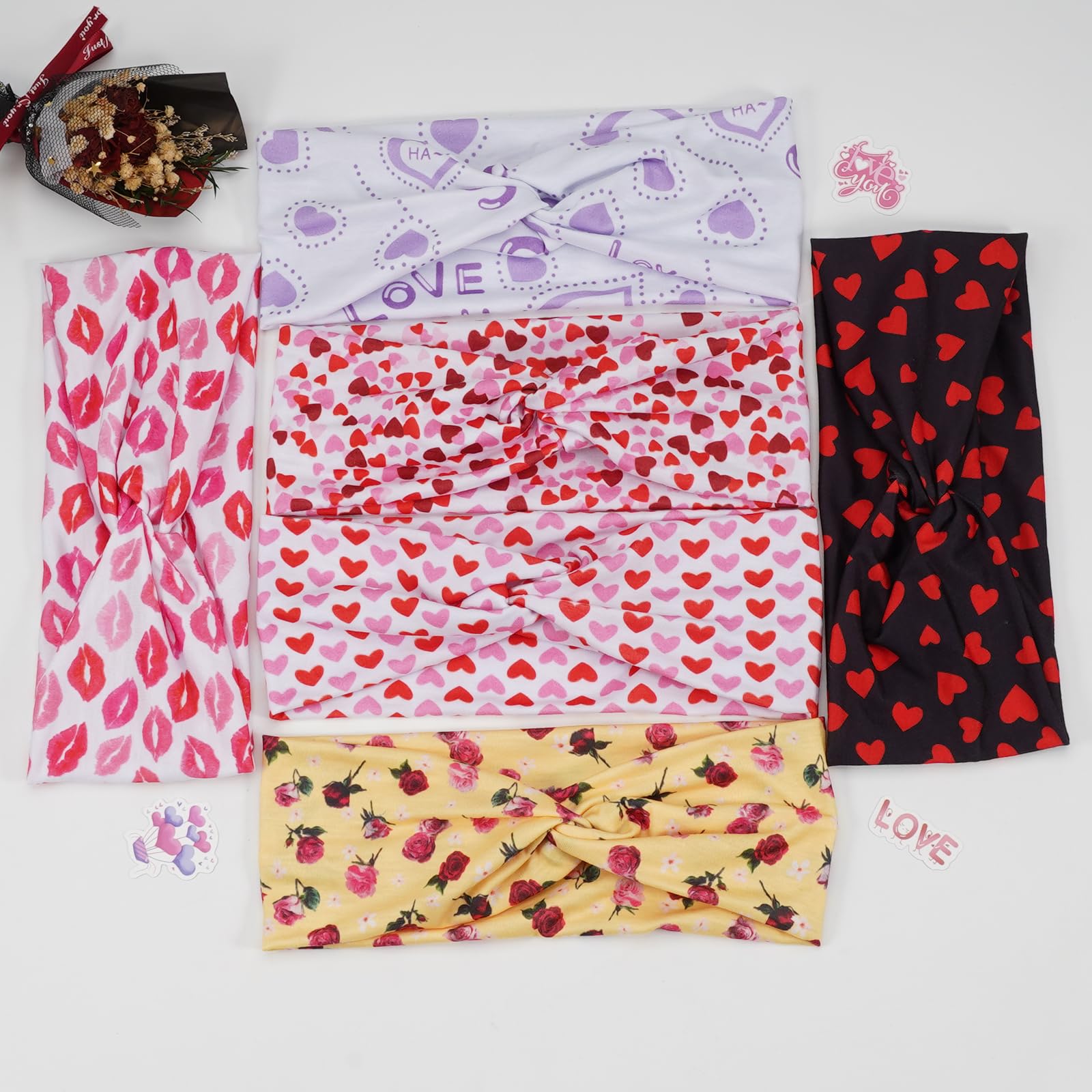 Lonext serre-têtes Saint-Valentin motif cœur rose noir, idéal pour soirées et looks festifs.