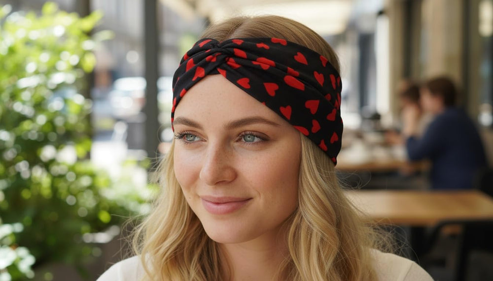 Lonext serre-têtes Saint-Valentin turban grand noir, effet anti-glisse pour exercice léger.