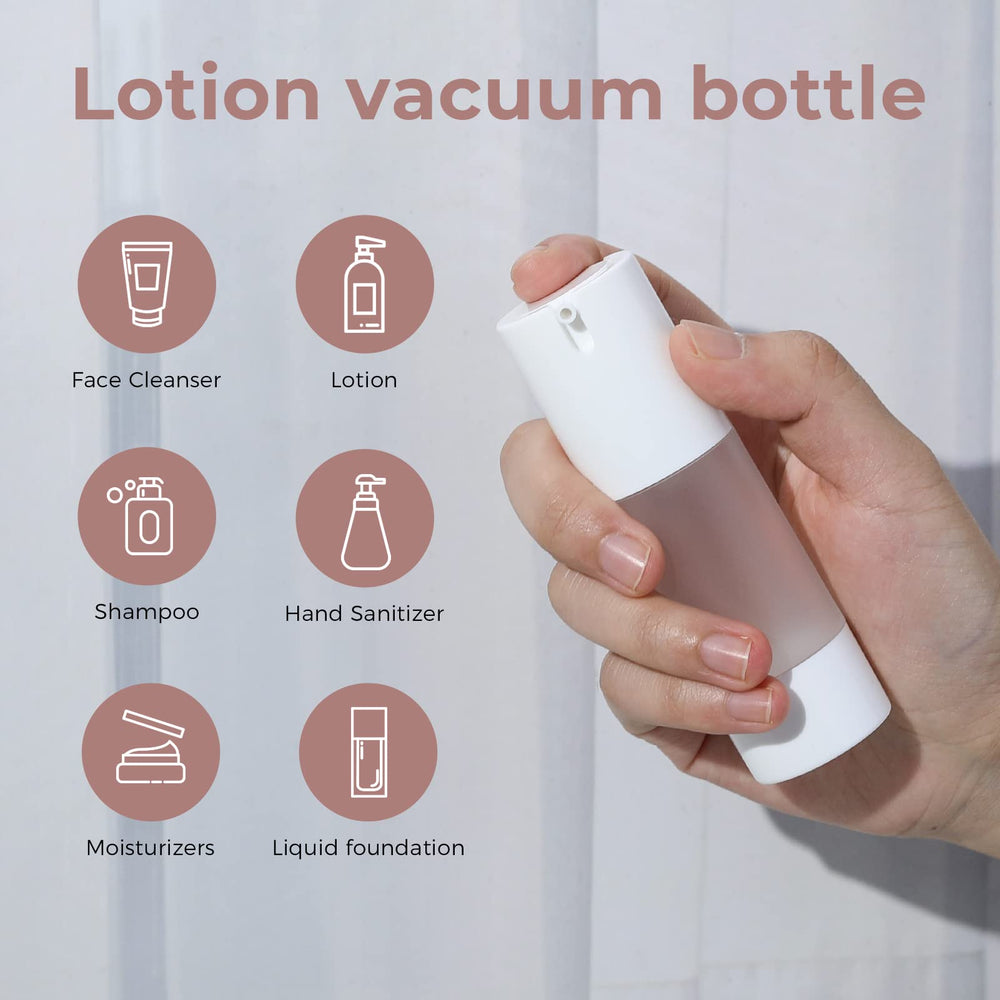 Longway bouteille compacte opaline, pompe sans air pour dosage précis.