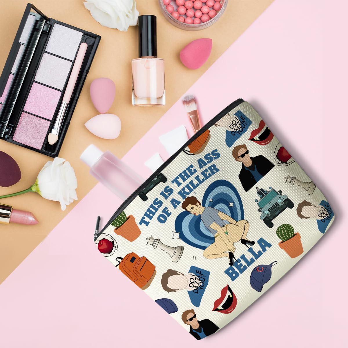 LONGXIN Sac Maquillage Imprime Double Face – visuel coloré et durable