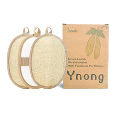 Éponges loofah naturel – ensemble de 3 pour un gommage corporel doux.