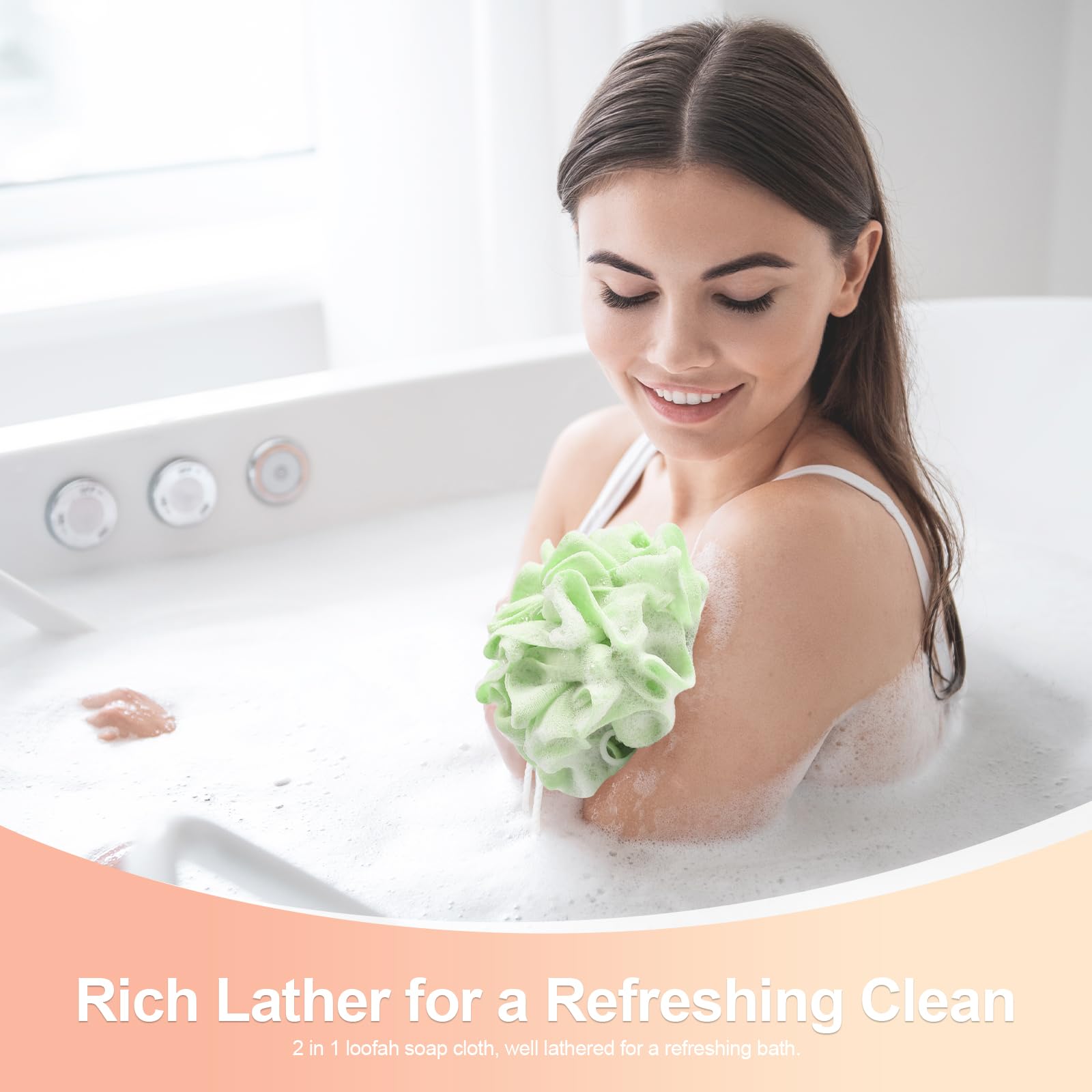 Loofah-Washcloth lavable en machine pour hygiène durable.