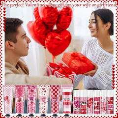 Emballage-coeurs rouges et roses, présentation romantique Saint-Valentin.