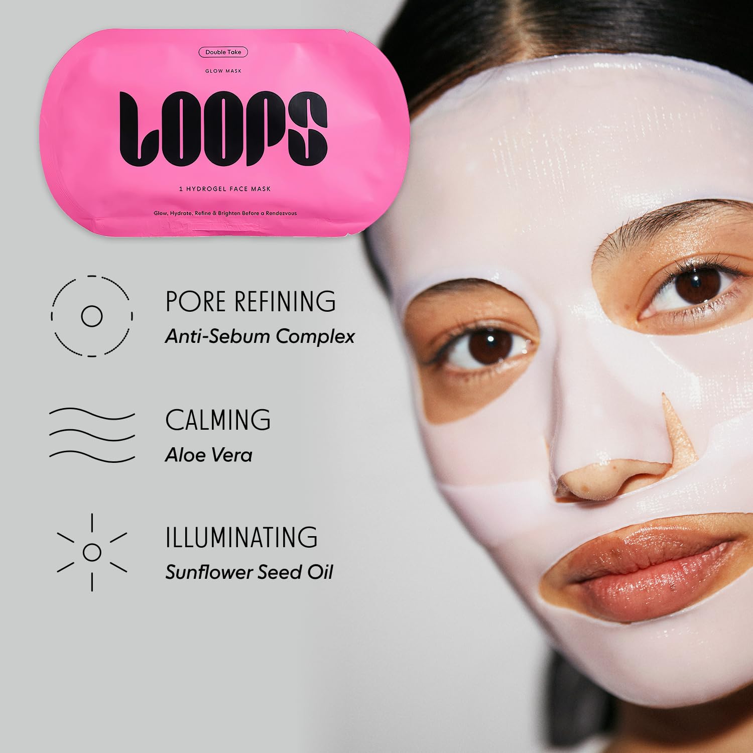LOOPS Double Take masque hydrogel apaisant: apaise irritations et calme la peau.