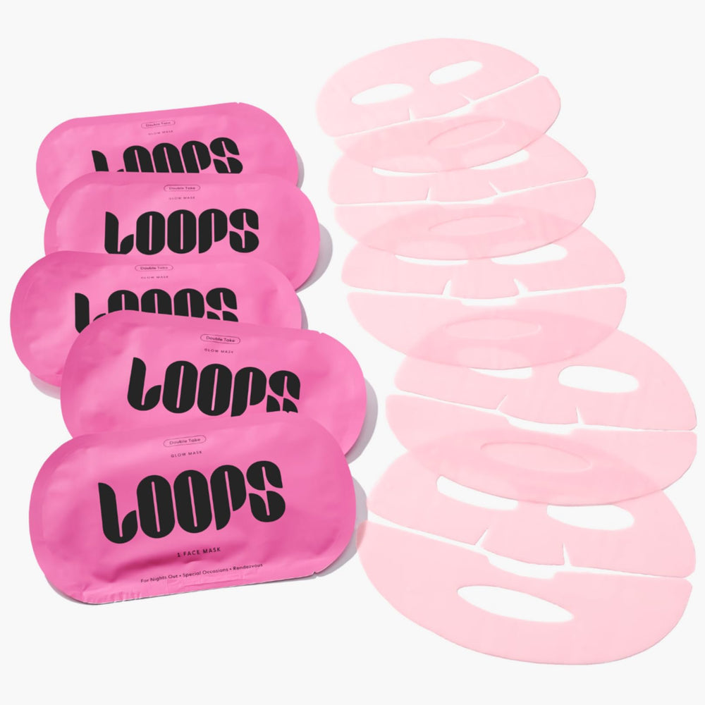 LOOPS Double Take masque hydrogel glow: peau rafraîchie et lumineuse après utilisation.