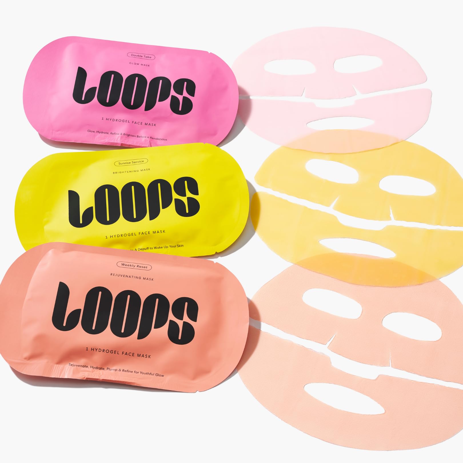 LOOPS Glow Gang Masque hydrogel affine les pores pour un teint plus net.