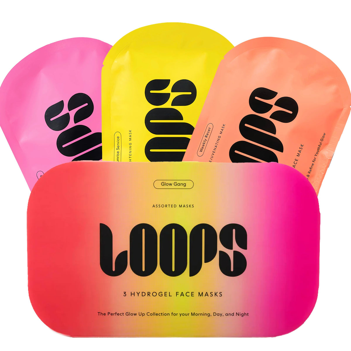 LOOPS Glow Gang Masque hydrogel hydratant pour une peau instantanément rafraîchie.