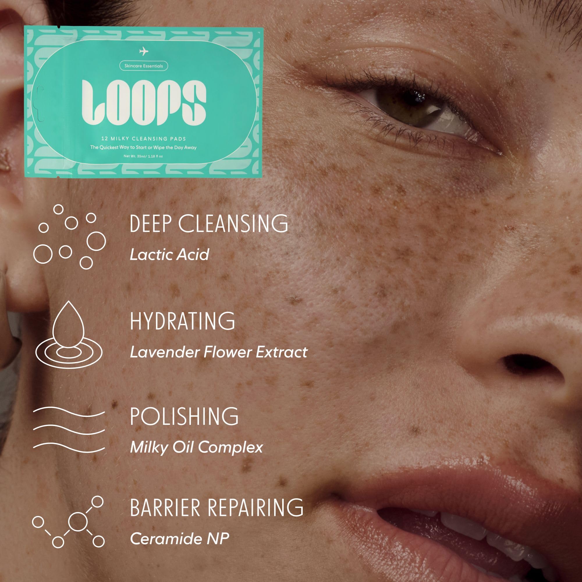 LOOPS hydratant microcellulaire sur pad bambou : hydratation durable.