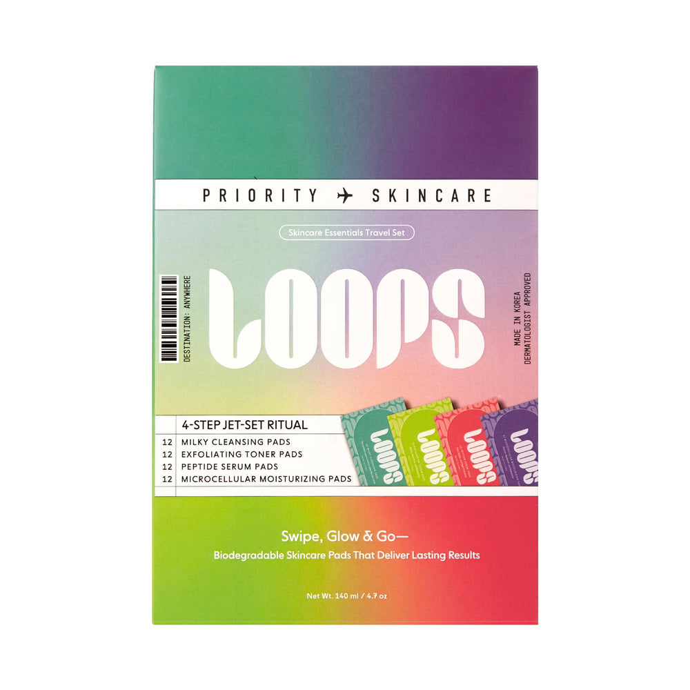 LOOPS kit quatre étapes voyage : routine rapide et zéro déchet.