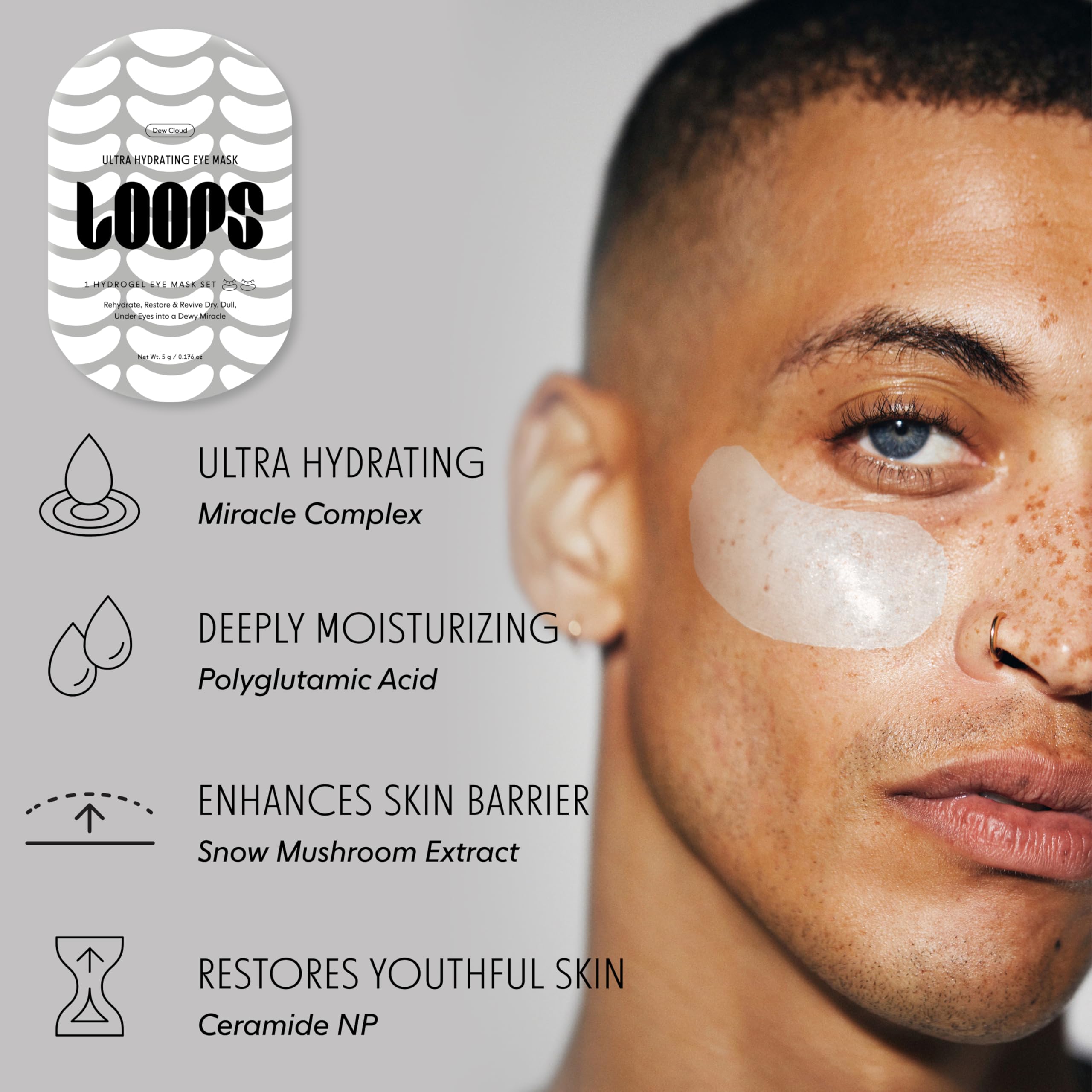 Masques LOOPS hydrogel yeux, application en 10 minutes pour rafraîchir le regard
