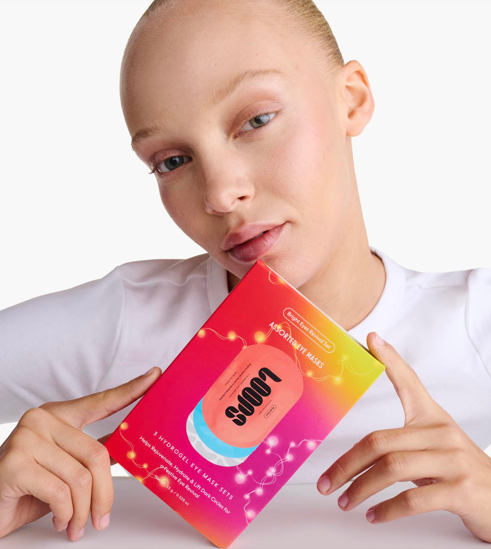 Masques LOOPS hydrogel yeux, texture soyeuse appliquée sur la peau