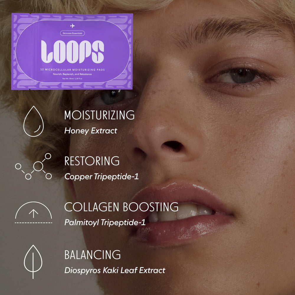 LOOPS nettoyant Milky Cleanser sur pad bambou, nettoie en douceur.
