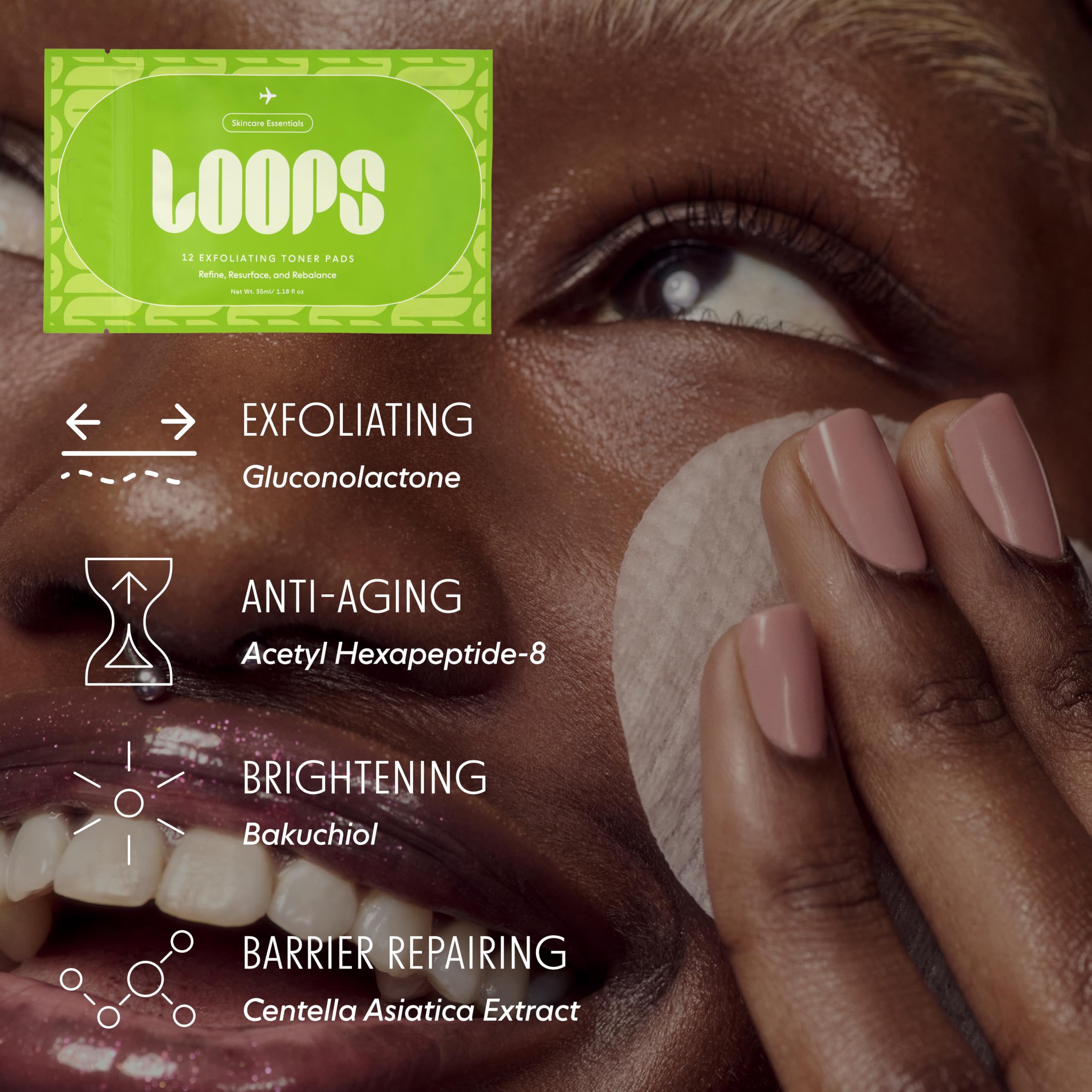 LOOPS sérum peptide sur pad bambou : action ciblée pour la peau.