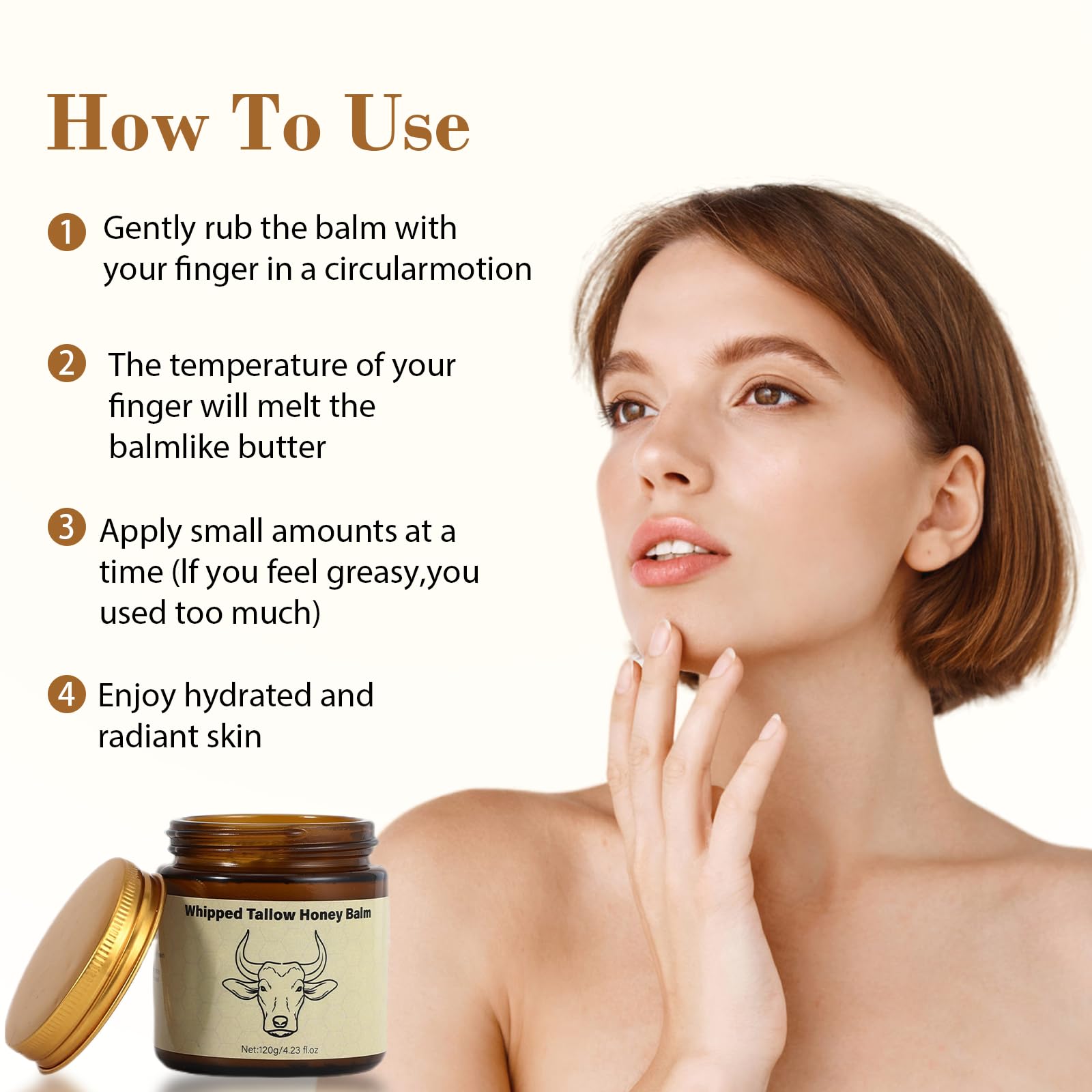 Lopeie Beef Tallow honey balm texture closeup showing creamy consistency
