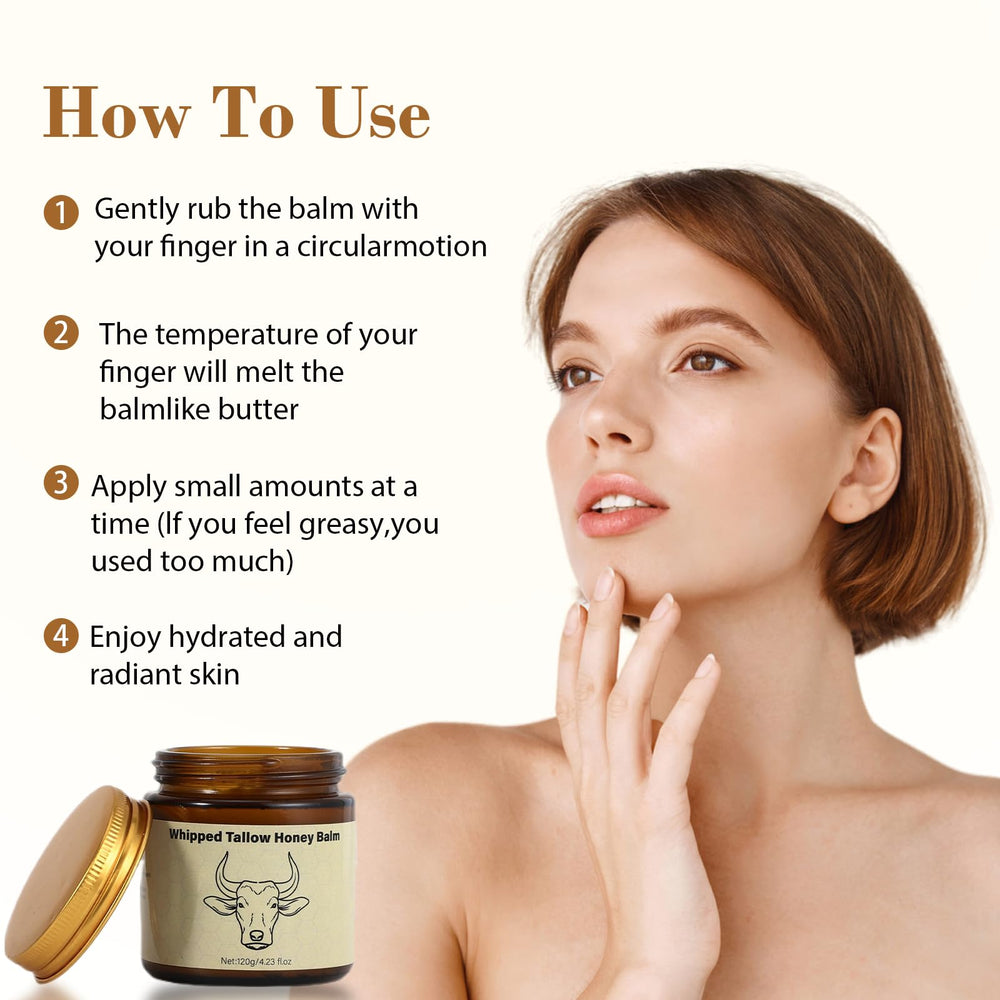 Lopeie Beef Tallow honey balm texture closeup showing creamy consistency