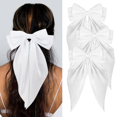 Loqpol nœud satin blanc, ensemble élégant, parfait pour rehausser vos coiffures quotidiennes