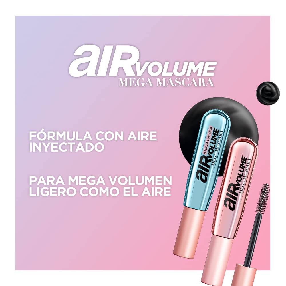 Air Volume Mega Mascara enveloppe les cils du racine à la pointe pour un rendu dense.