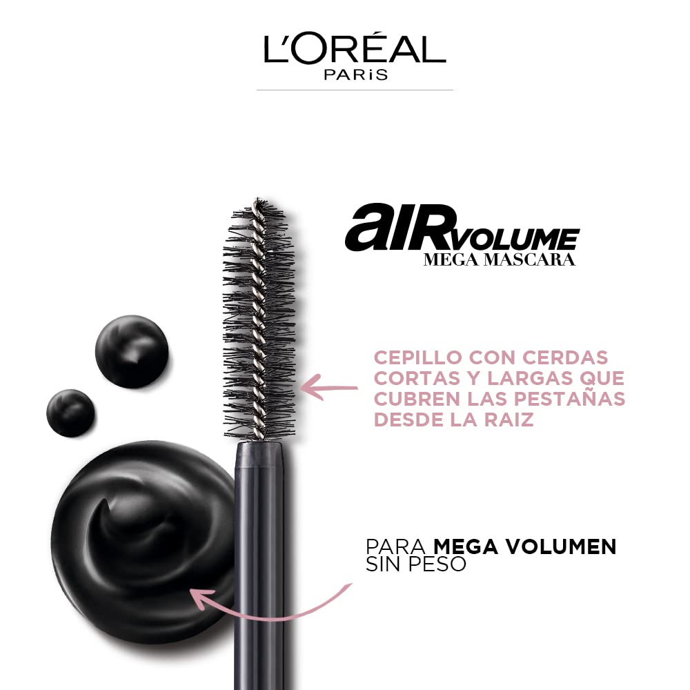 Air Volume Mega Mascara offre un volume épais et défini.