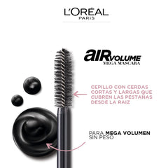 Air Volume Mega Mascara offre un volume épais et défini.