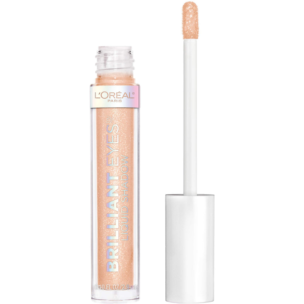 L'Oreal Paris Brilliant Eyes liquid shadow bottle shows a luminous shimmer for quick application.