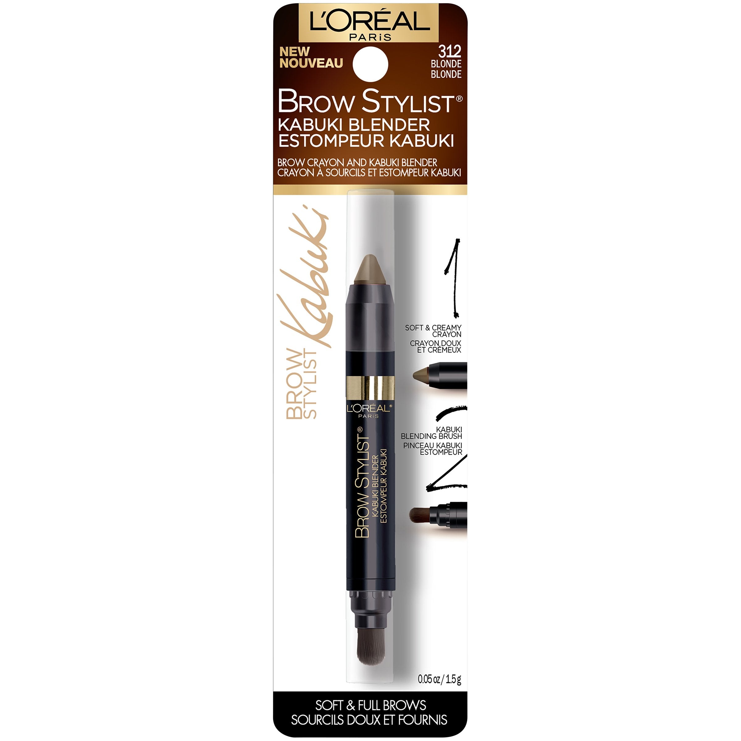 L'Oreal Paris Brow Stylist Kabuki Blender natural brow result in blonde shade.