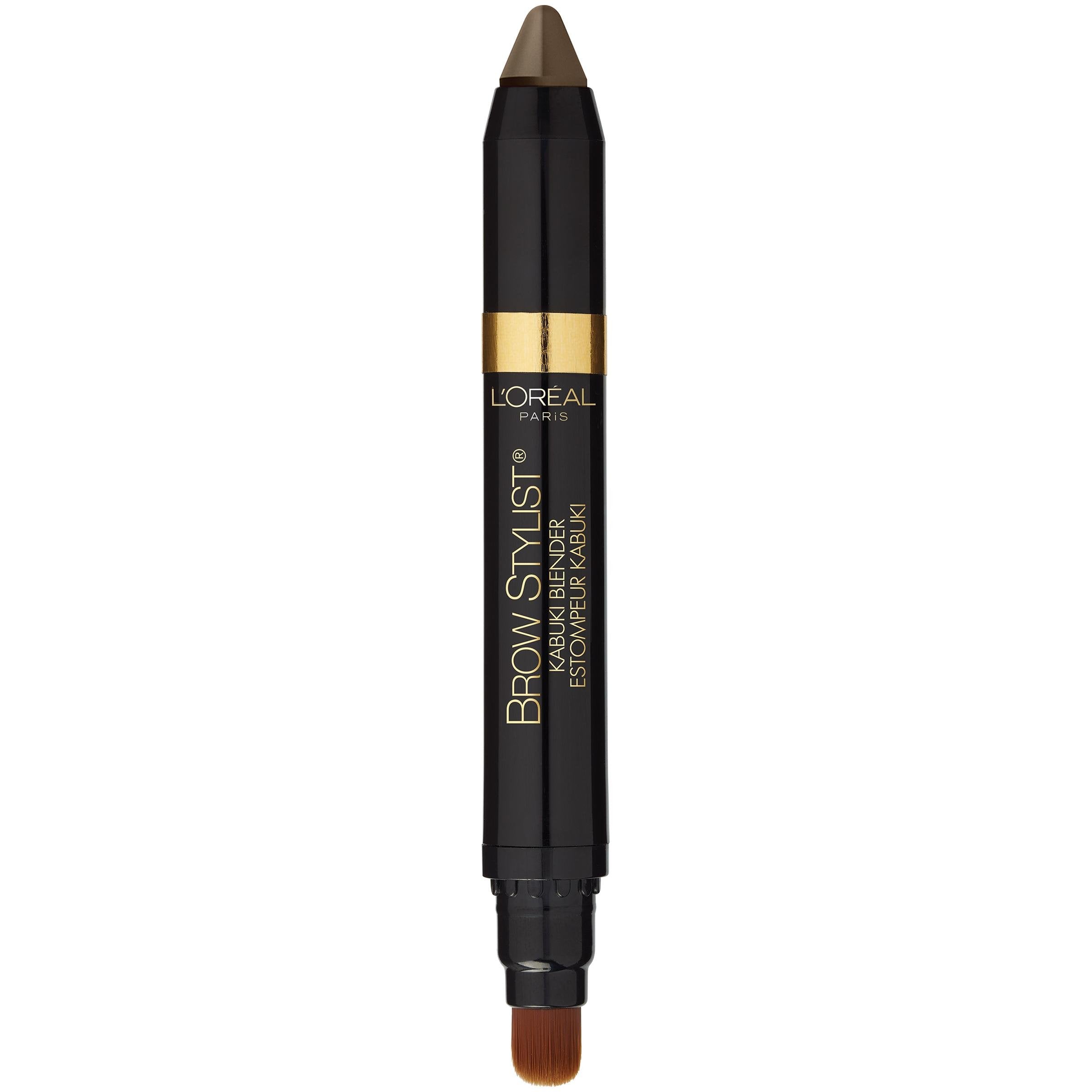 L'Oreal Paris Brow Stylist Kabuki Blender sharpening tip with wide opening sharpener.