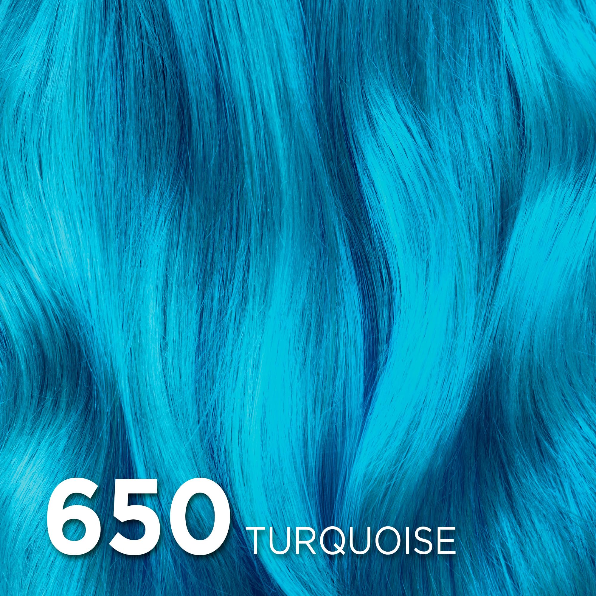 Flacon turquoise Colorista prêt à l’emploi pour application rapide.