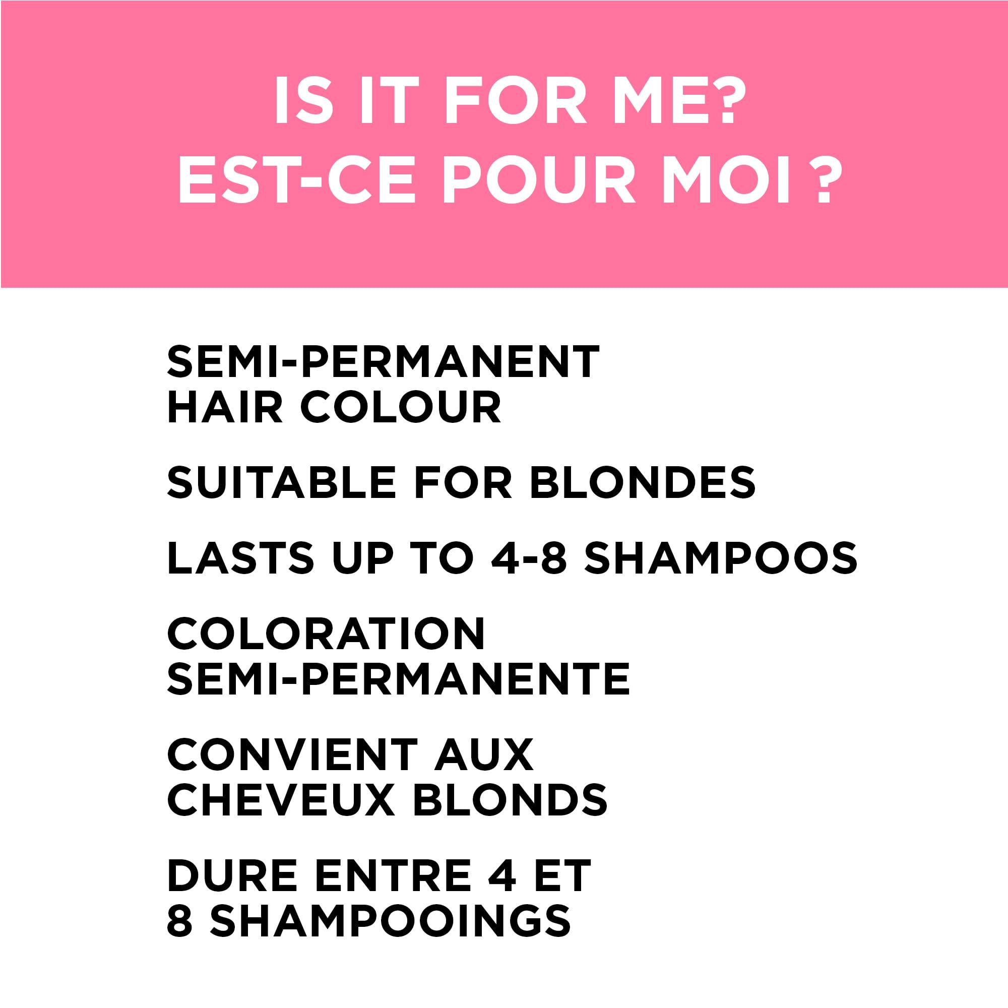 Formulation sans peroxyde et sans ammoniaque, Colorista légère pour cheveux.