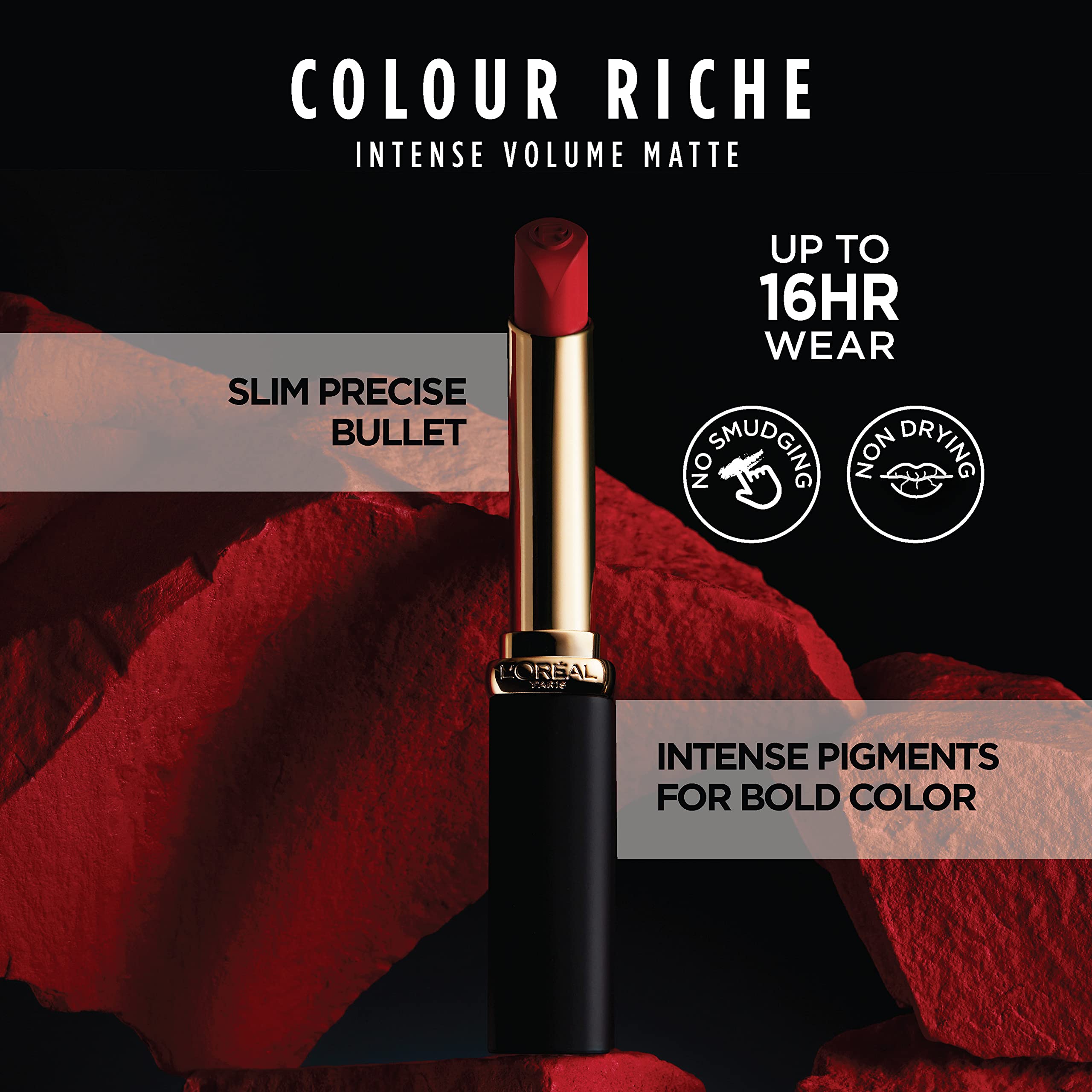 L'Oréal Paris Colour Riche Intense Volume Matte pour contour lip et remplissage précis.