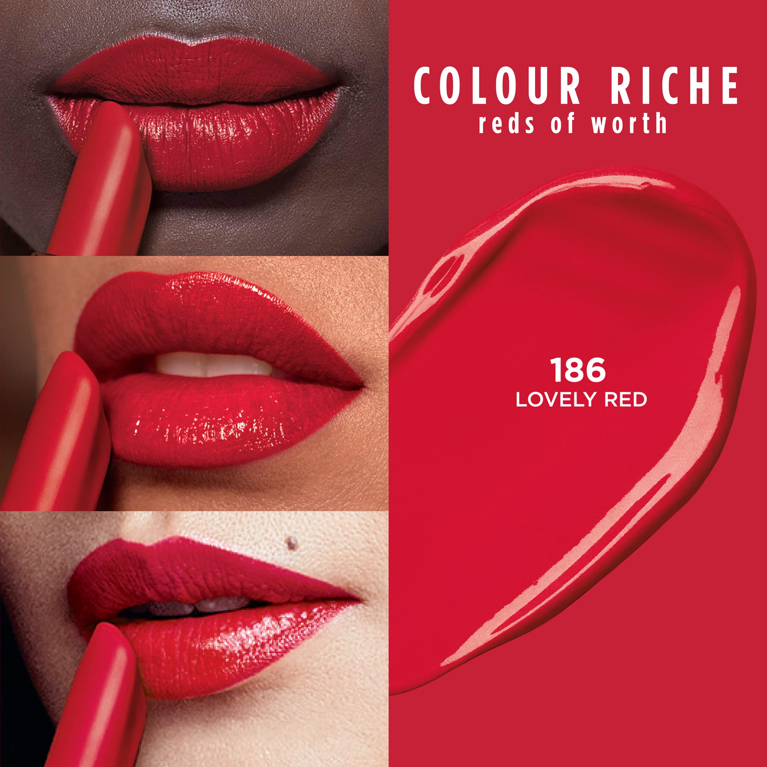 L’Oréal Paris Colour Riche Rouge Worth pigments intenses pour couleur vive et durable.