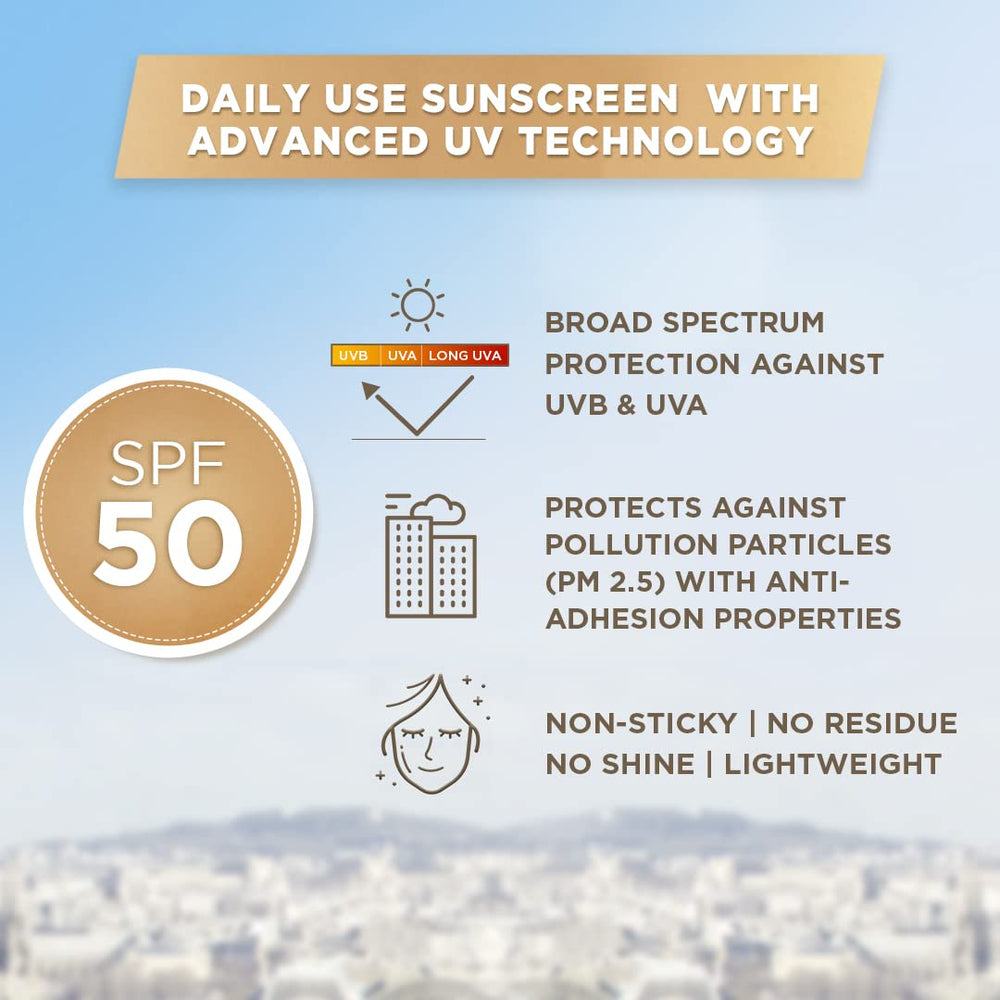 Application sur le visage de l’écran solaire L’Oréal Paris pour une protection UV.