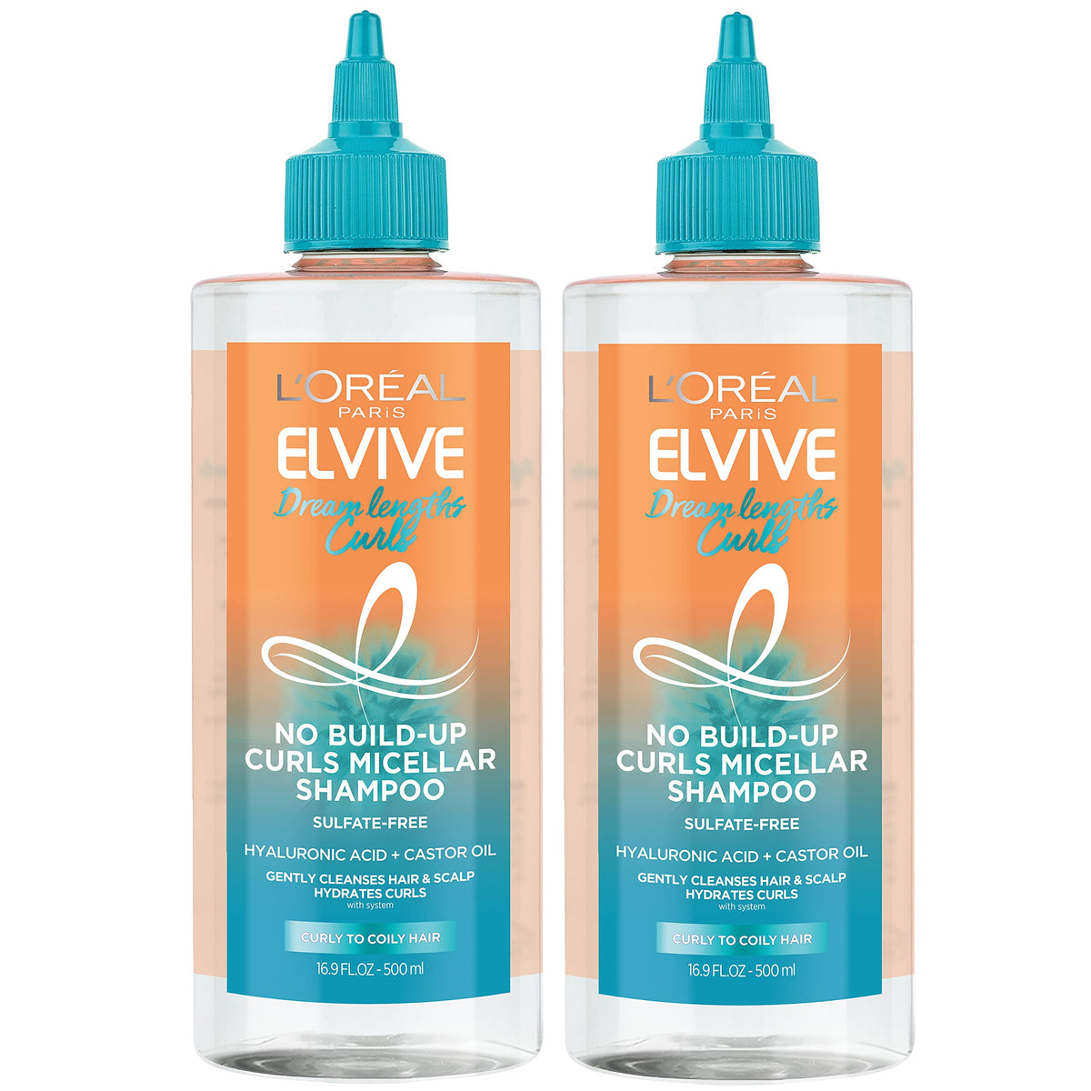 L'Oreal Paris Elvive Dream Lengths Curls micellar shampoo bottle ready for use with lightweight cleansing