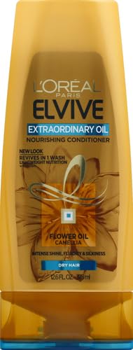 L'Oreal Paris Elvive Extraordinary Oil conditioner bottle with pump highlights even nourishment