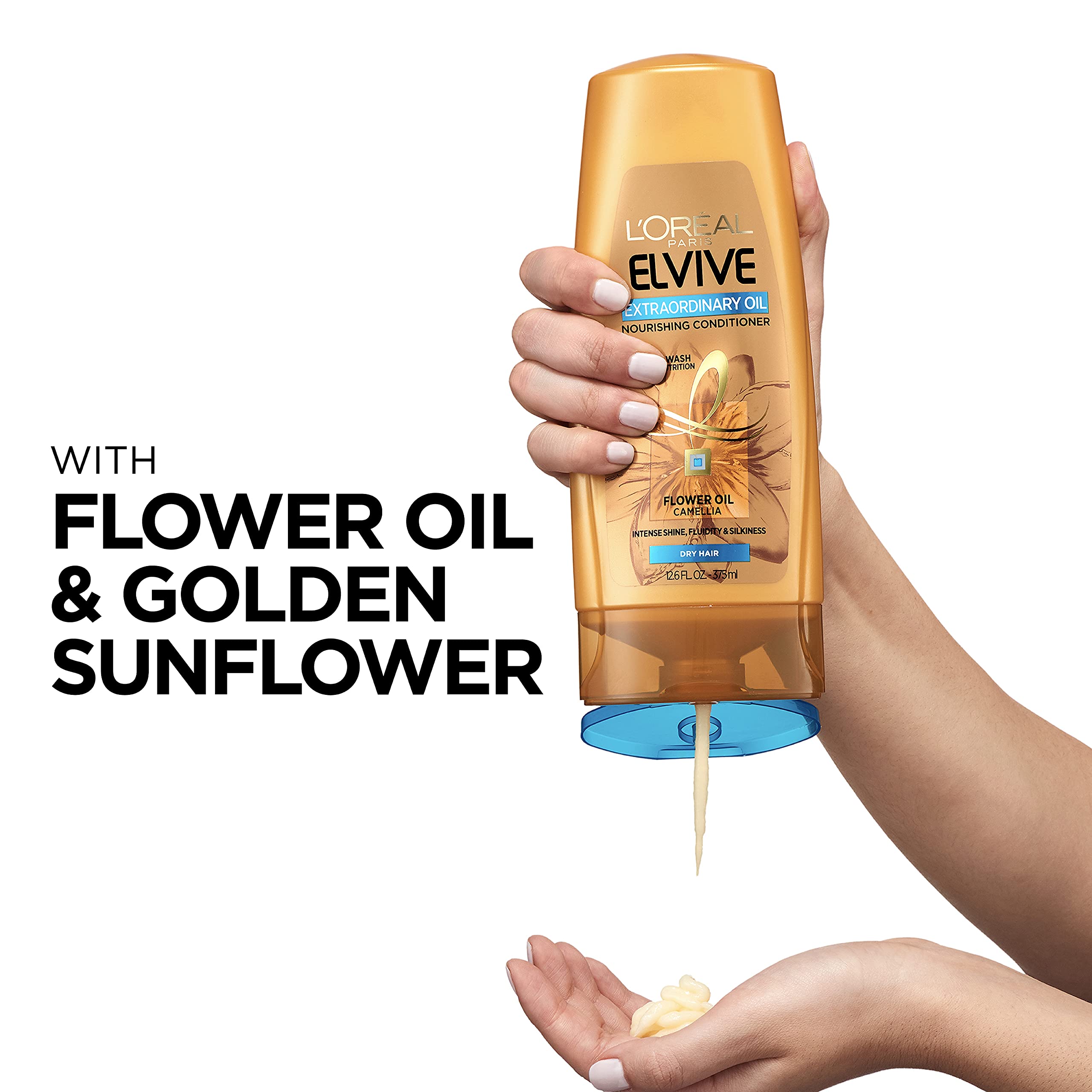 L'Oreal Paris Elvive Extraordinary Oil packaging highlights Luscious, Lightweight Oils for lightweight nourishment