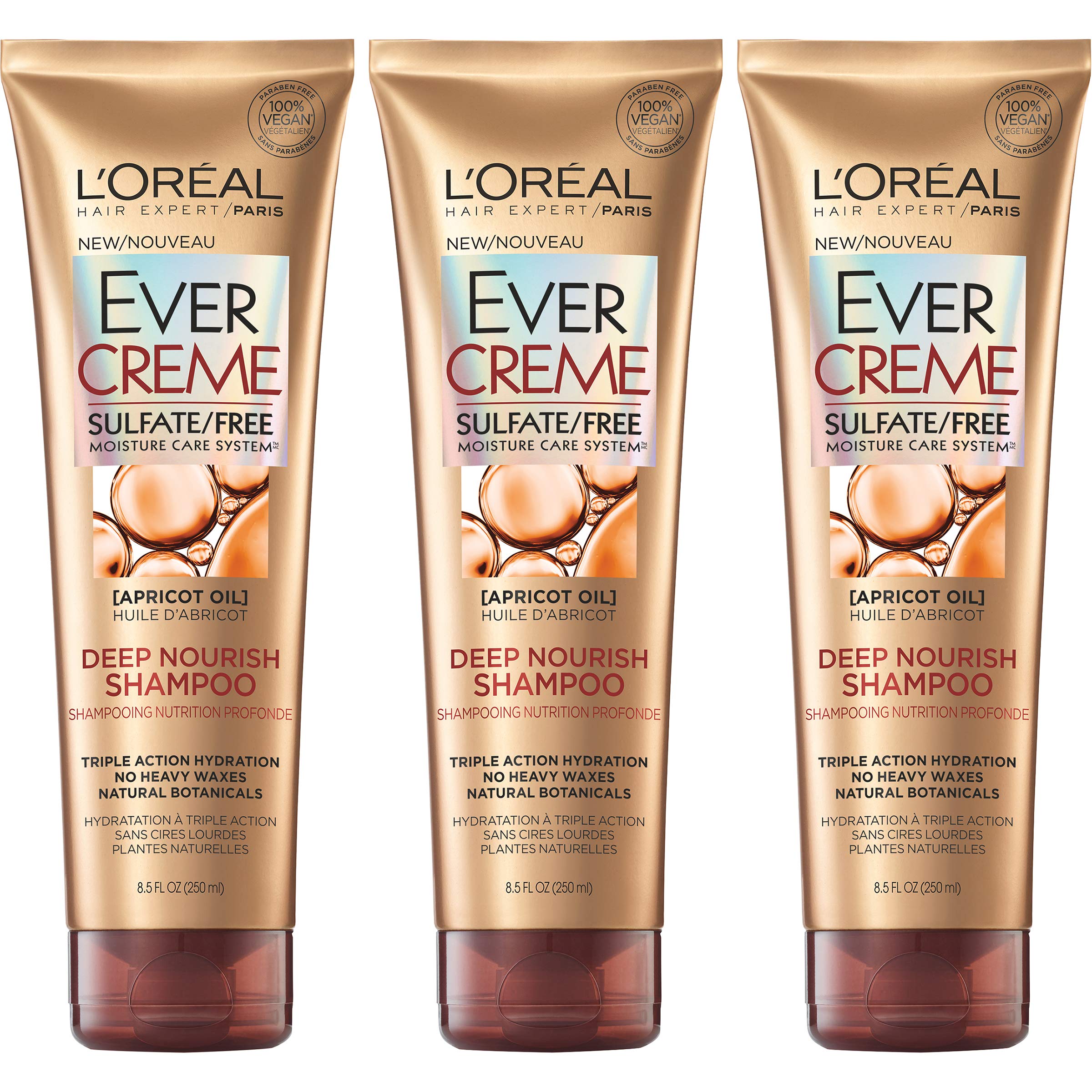 L’Oréal Paris EverCreme: la bouteille montre une hydratation légère pour cheveux secs.