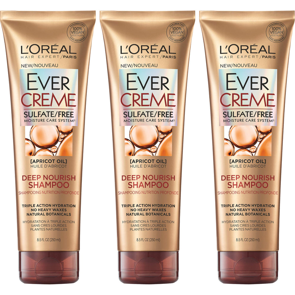 L’Oréal Paris EverCreme: la bouteille montre une hydratation légère pour cheveux secs.