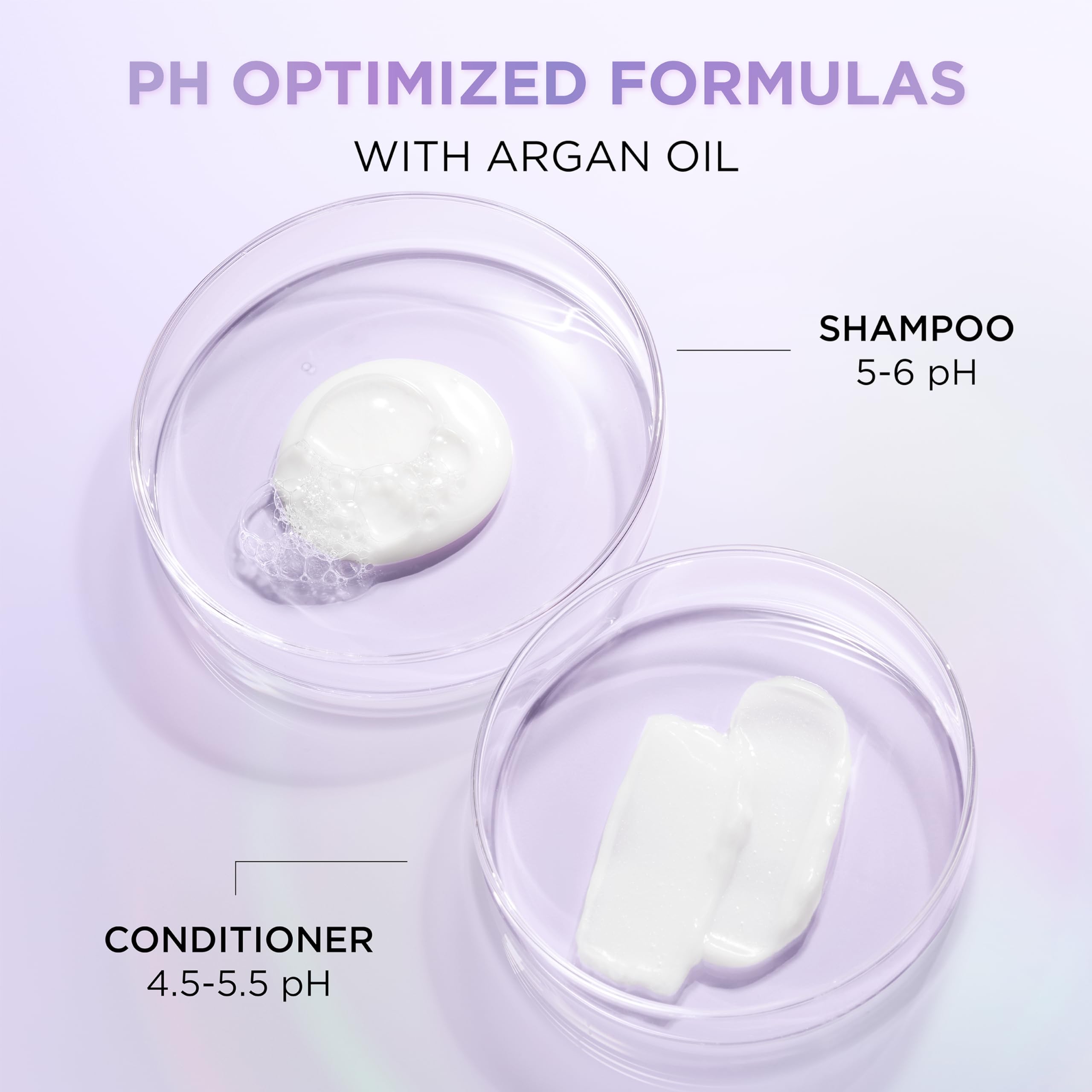 Close-up shows glossy hair texture after using EverPure Glossing Shampoo.