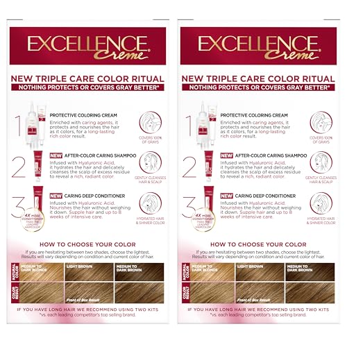 L’Oréal Paris Excellence Crème avant/après, rendu couleur éclatante et durable