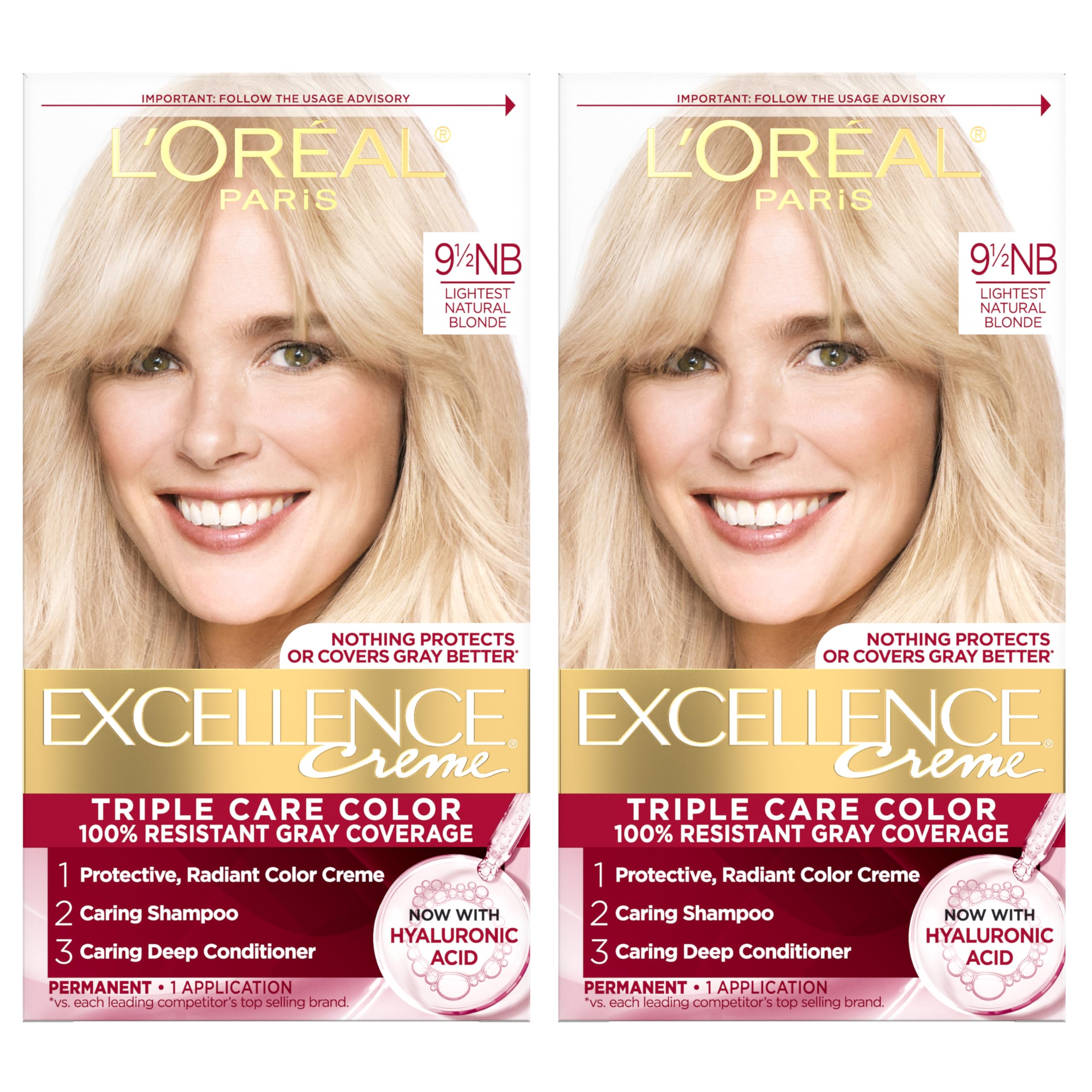 Boîte de coloration Excellence Crème de L’Oréal Paris prête à l’emploi et facile d’utilisation.