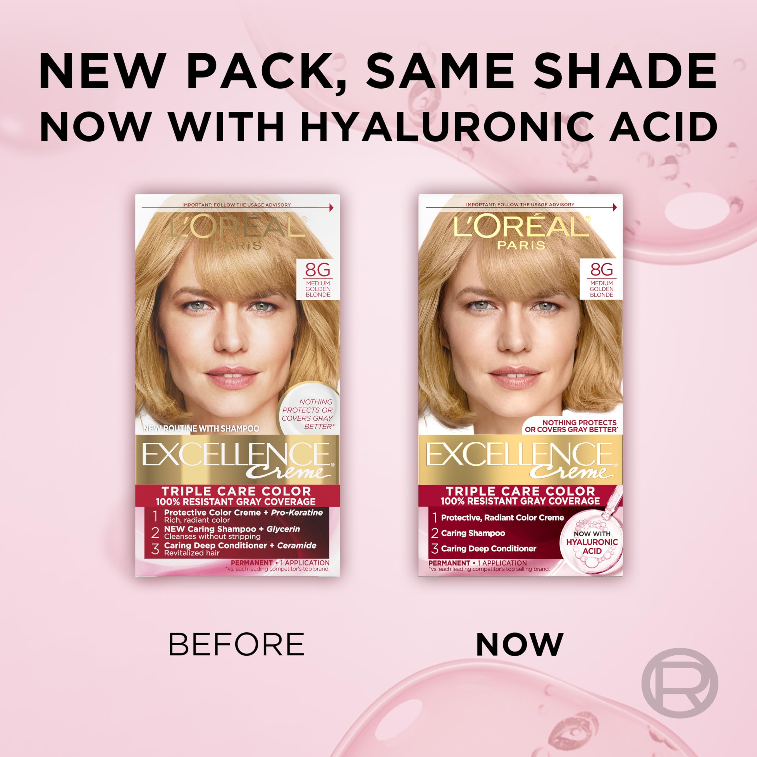 Teinte 8G Blond Doré Moyen, rendu lumineux.