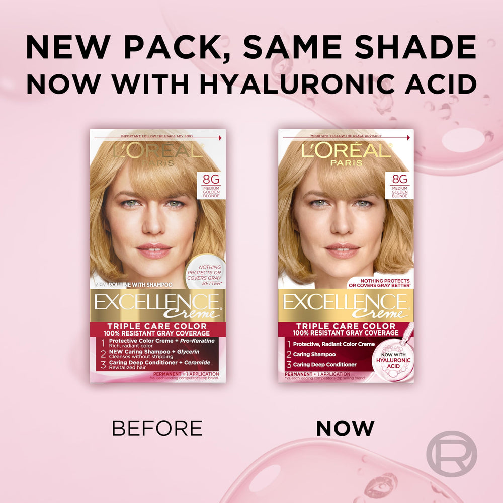 Teinte 8G Blond Doré Moyen, rendu lumineux.