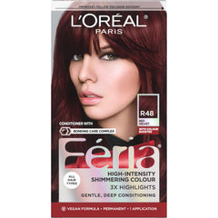 L’Oréal Paris Feria – boîte colorante teinte rouge velours profond prête à l’application.