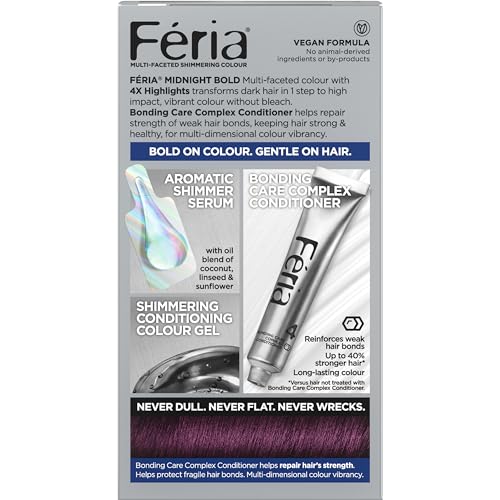 L’Oréal Paris Feria Midnight Bold – kit complet pour coloration durable et soin.