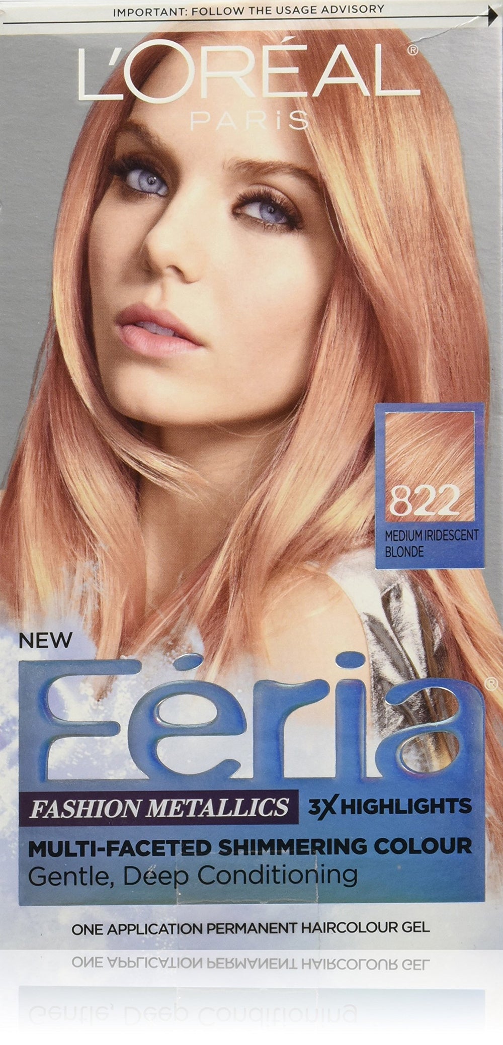 L’Oréal Paris Feria Rose Doré: bouteille de colorant prête à l’emploi pour des reflets irisés.