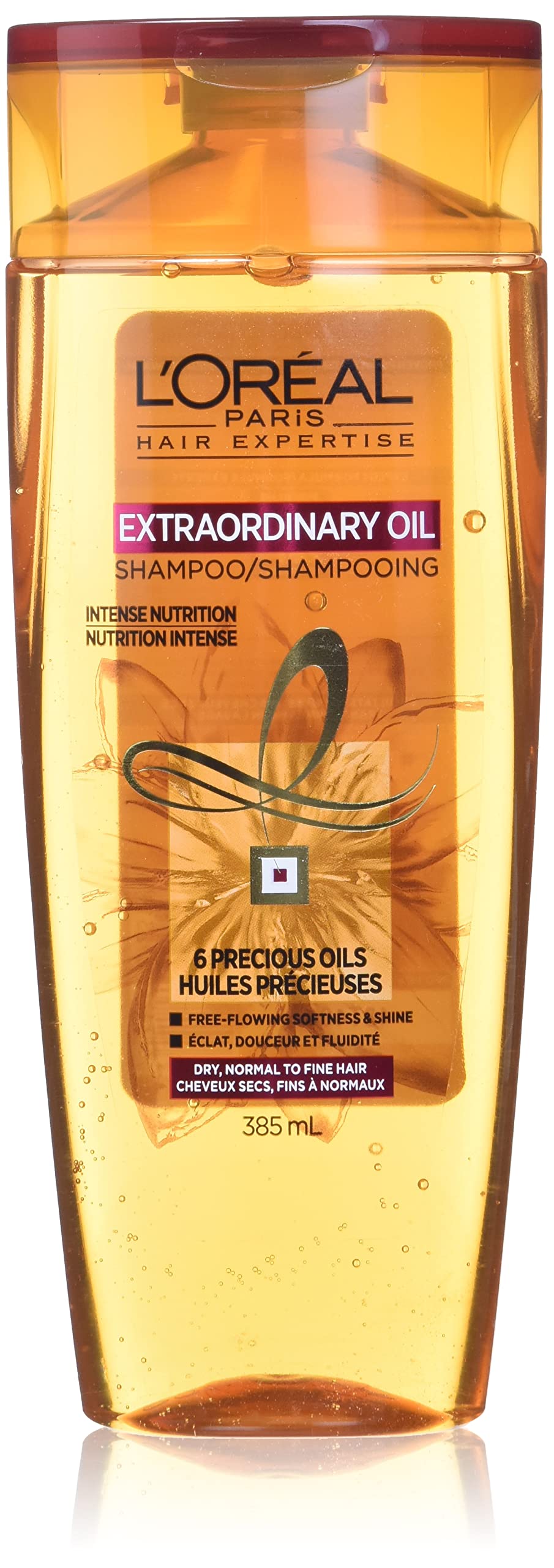 Bouteille L’Oréal Paris huile extraordinaire prête à nourrir les cheveux.