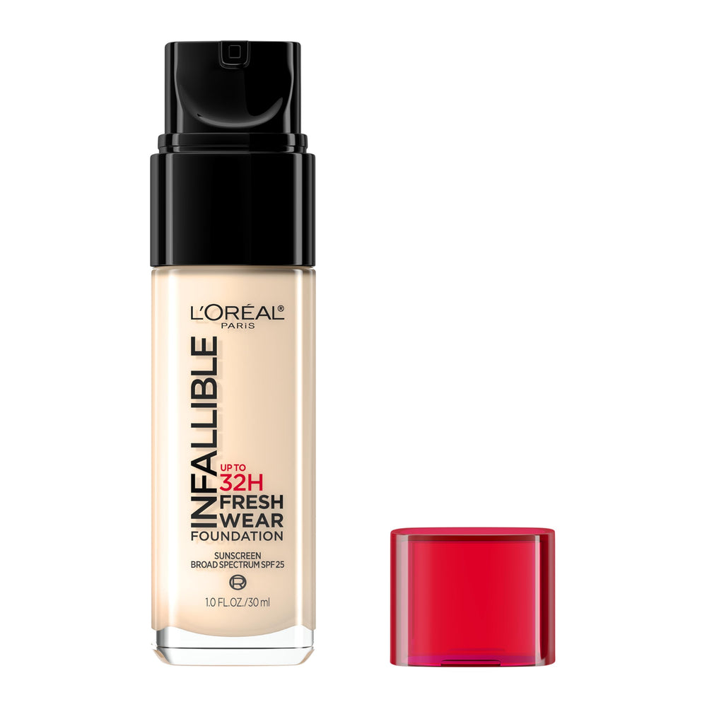 L'Oreal Paris Infallible 32-hour Fresh Wear foundation Rose Pearl bottle with long wear.